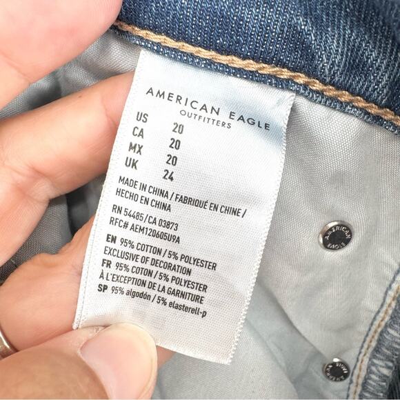 AE American Eagle Tomgirl Midi Short Cuffed High Rise Non-Distressed Plus Sz 20 - Picture 10 of 12